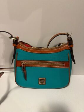 Dooney & Bourke Teal and Tan Crossbody Shoulder Bag